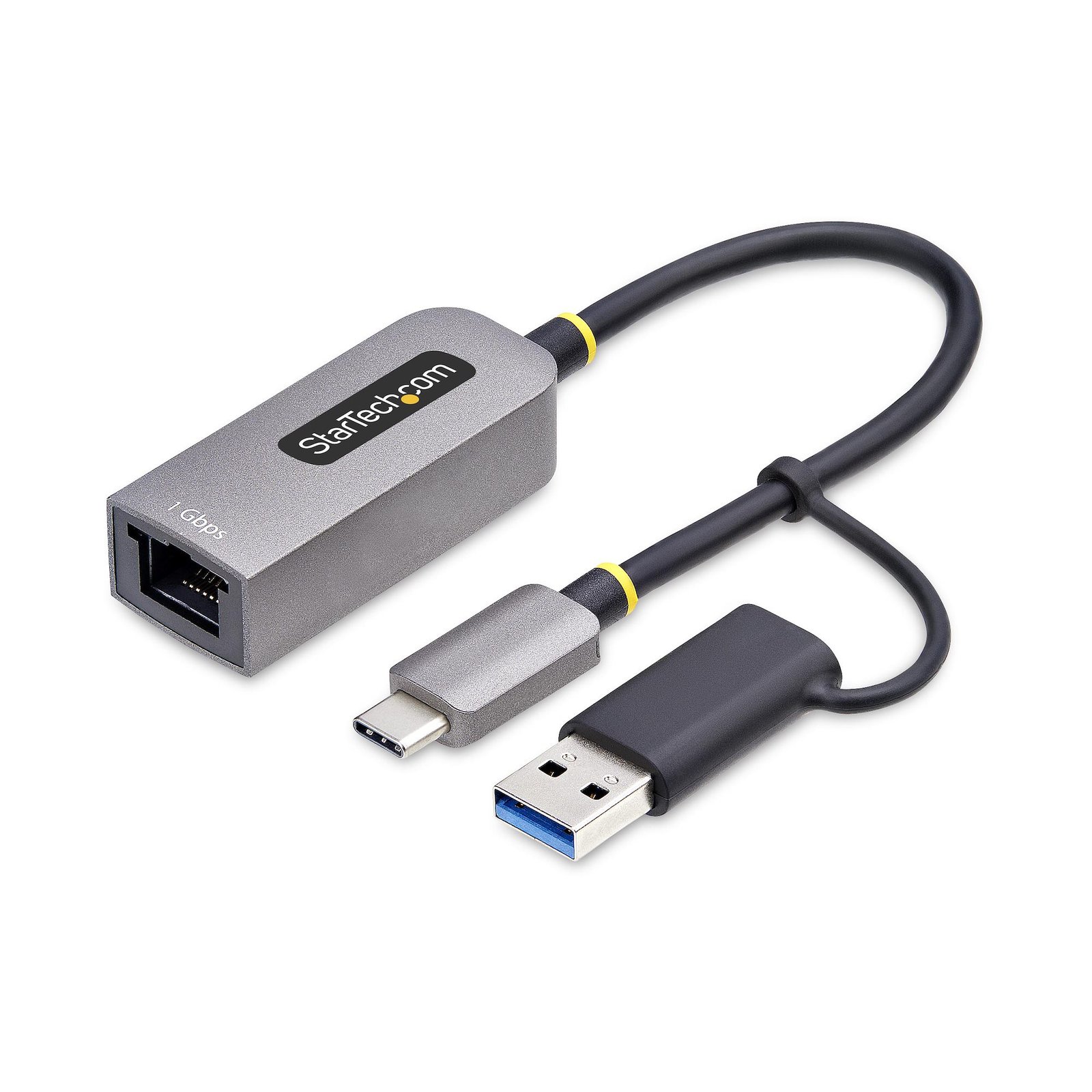 StarTech.com USB-C to Ethernet Adapter with USB-A Dongle, 10/100/1000Mbps, USB 3.0 Gigabit Network C21GA-USB-ETHERNET