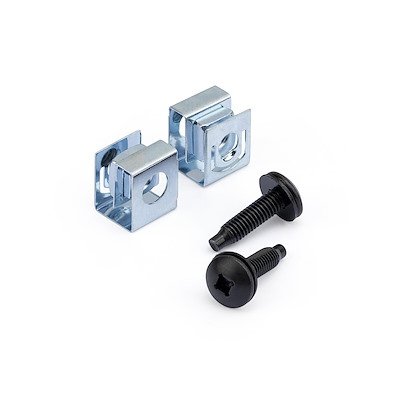 StarTech.com 50-Pack 10-32 19mm Screws and Square Hole Clip Nuts for 19" or 10" Server Racks, CLPSCRW1032