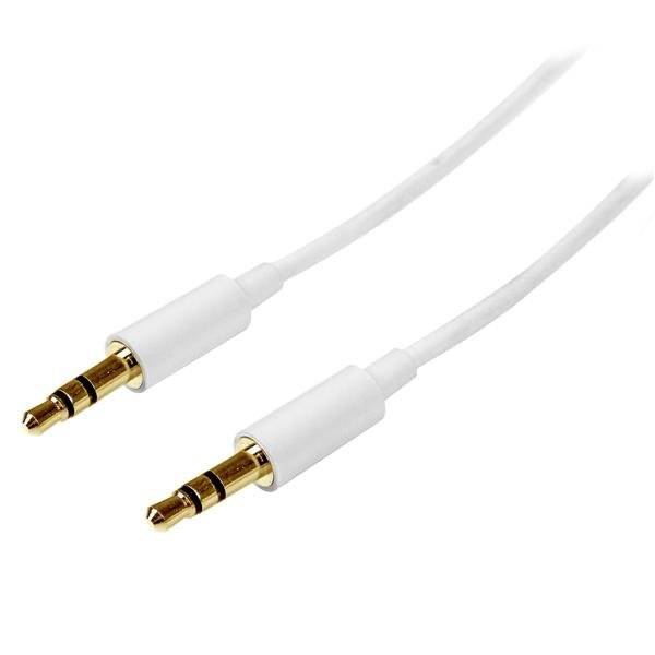 StarTech.com 2m White Slim 3.5mm Stereo Audio Cable - Male to MU2MMMSWH