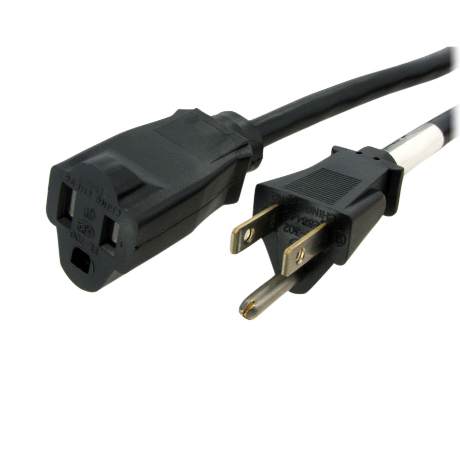 StarTech.com 20ft (6m) Power Extension Cord, NEMA 5-15R to 5-15P Black 13A 125V, 16AWG, Outlet PAC10120