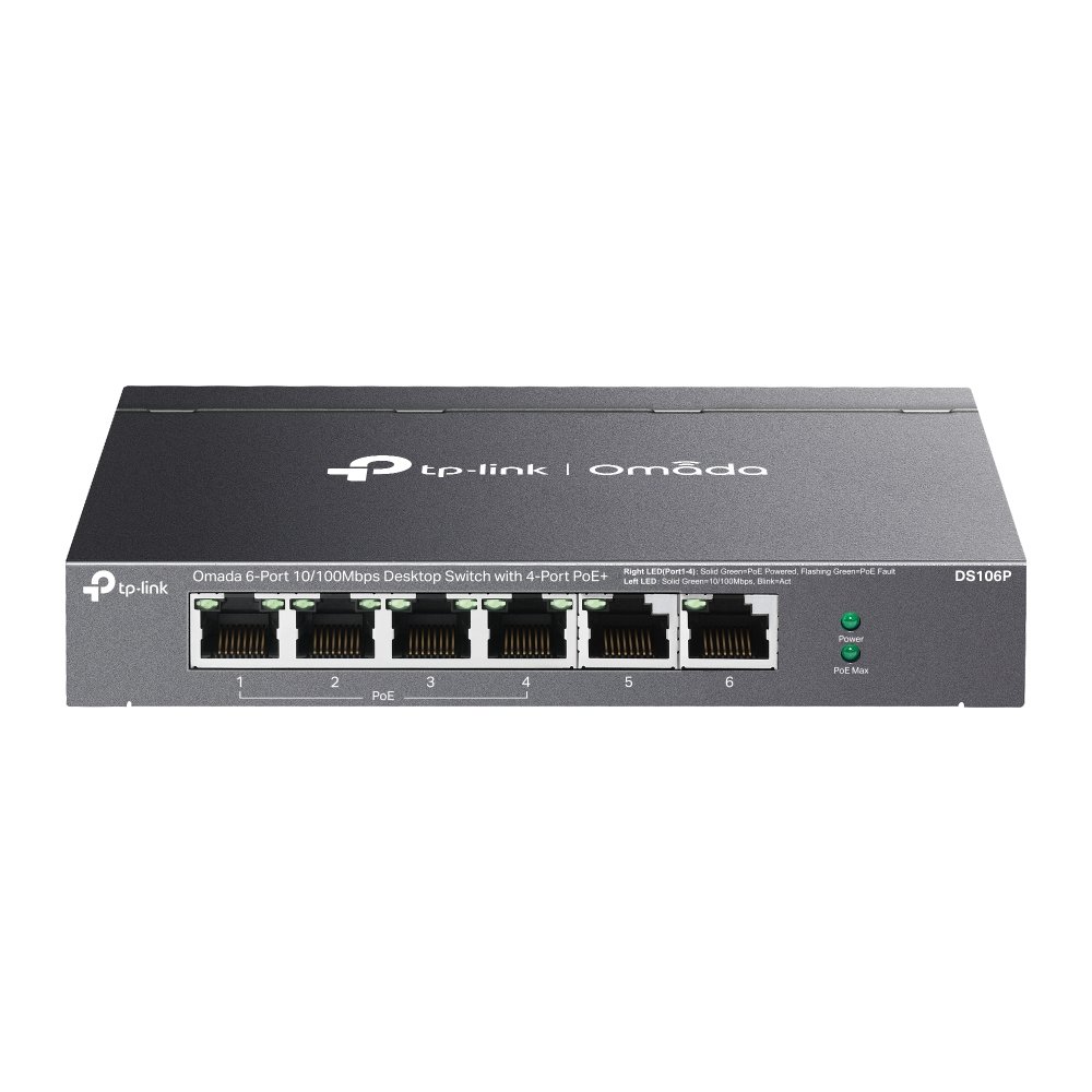 TP-Link Omada DS106P network switch Unmanaged Fast Ethernet (10/100) Power over (PoE) Black