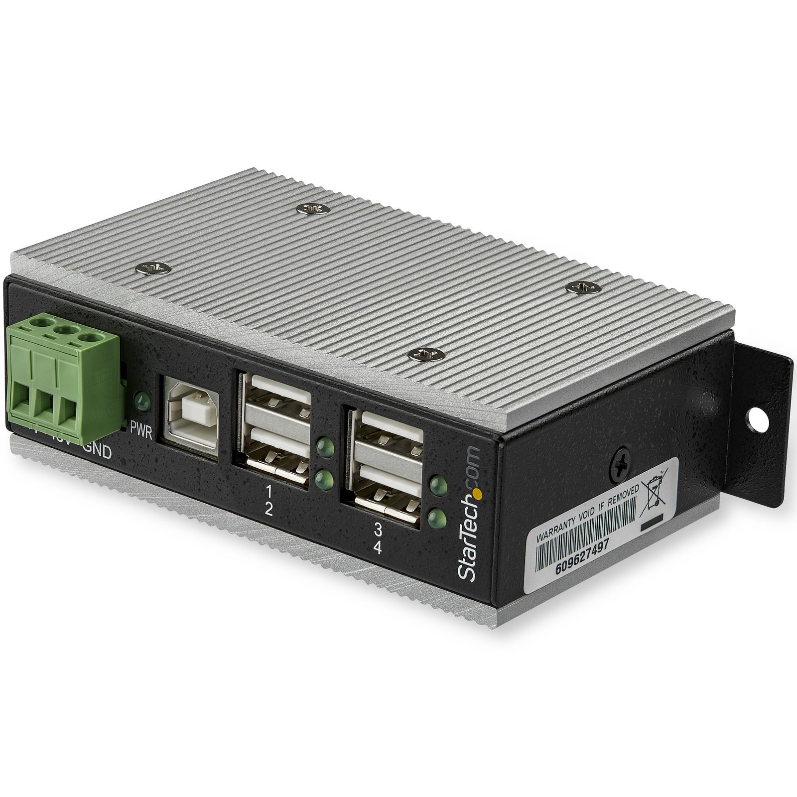 StarTech.com 4-Port USB 2.0 Hub - Metal Industrial USB-A with ESD & 350W Surge Protection - HB20A4AME