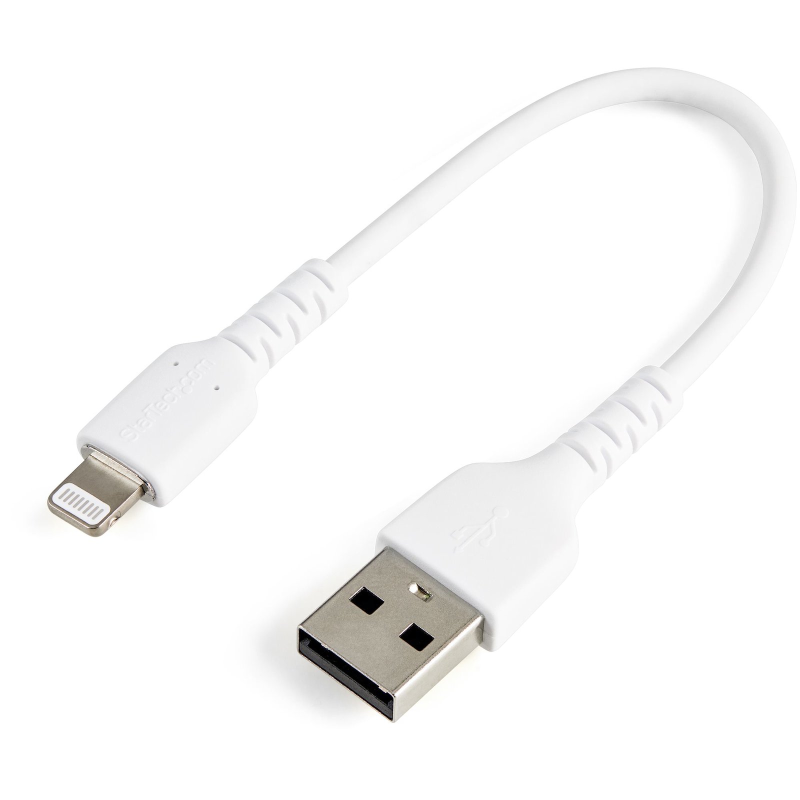 StarTech.com 6 inch (15cm) Durable White USB-A to Lightning Cable - Heavy Duty Rugged Aramid Fiber RUSBLTMM15CMW