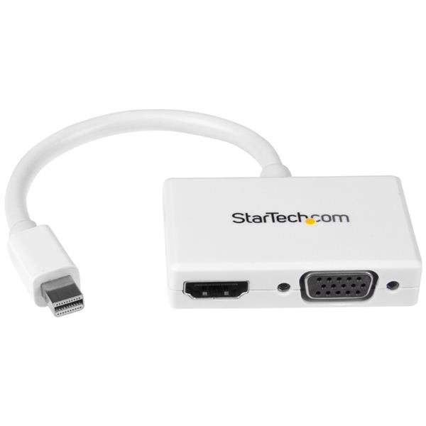 StarTech.com Travel A/V Adapter: 2-in-1 Mini DisplayPort to HDMI or VGA Converter - White MDP2HDVGAW