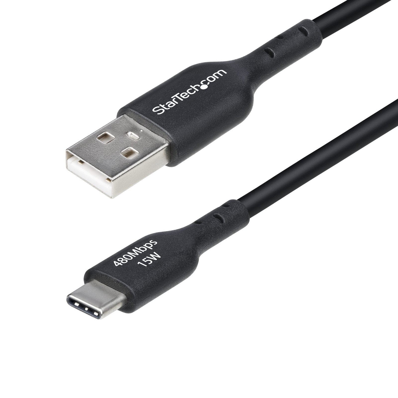 StarTech.com 6in (15cm) USB-A to USB-C Charging Cable, Charge & Sync, 3A, USB 2.0, TPE Jacket - USB2AC6INCHBK
