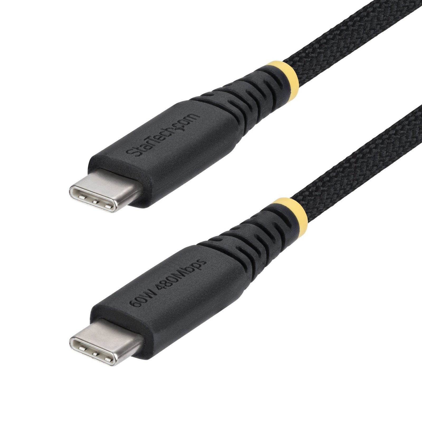 StarTech.com 10ft (3m) USB-C Charging Cable, 60W (3A) PD, Dual-Layer Braided Nylon/TPE Jacket, USB2CC10FNCBR