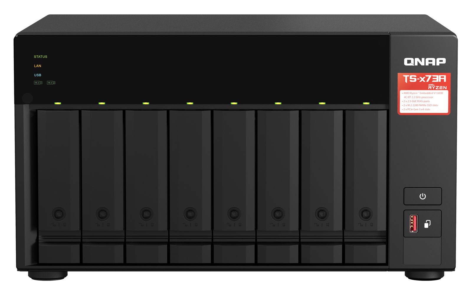 QNAP TS-873A NAS Tower Ryzen Embedded V1500B 8 GB DDR4 0 TB Turbo System Anthracite TS-873A-8G-US