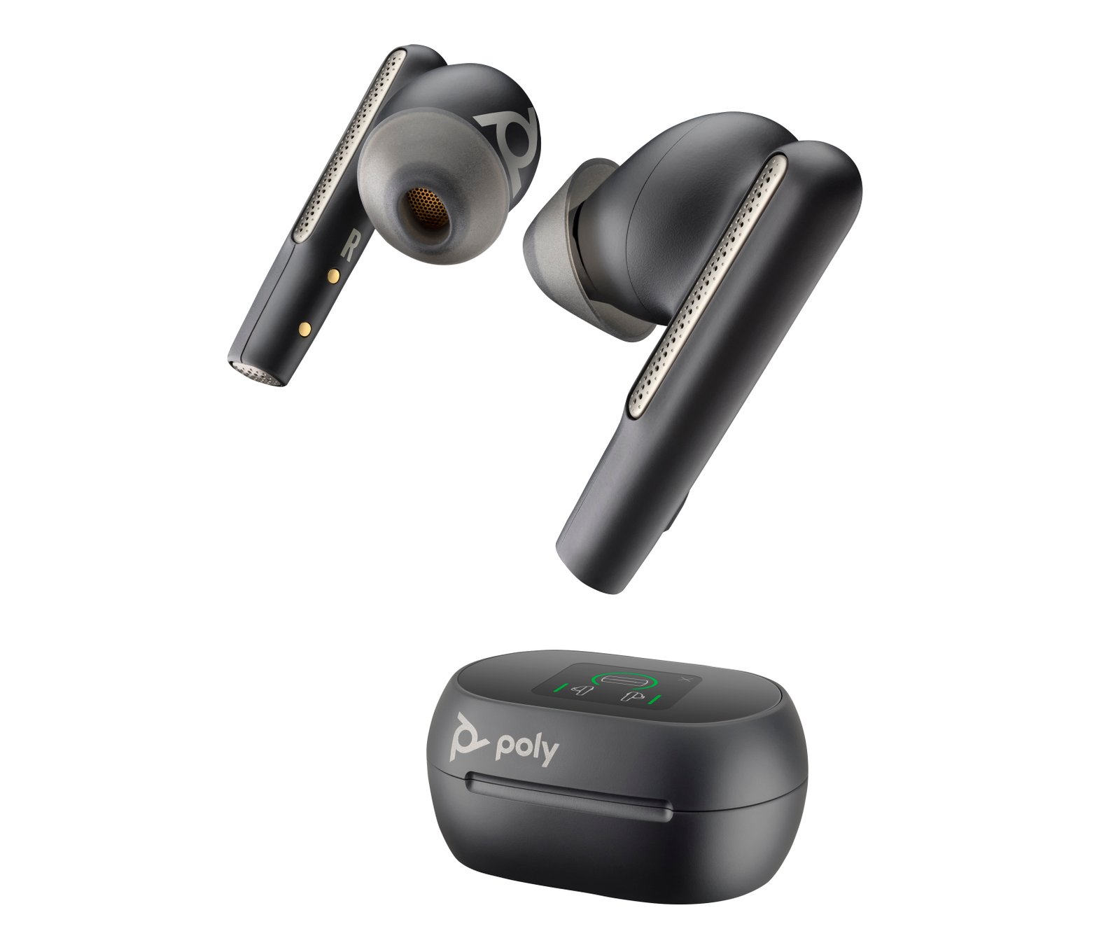 HP Poly Voyager Free 60+M UC Carbon Black Earbuds +BT700 USB-C Adapter +Touchscreen Charge Case 7Y8H0AA