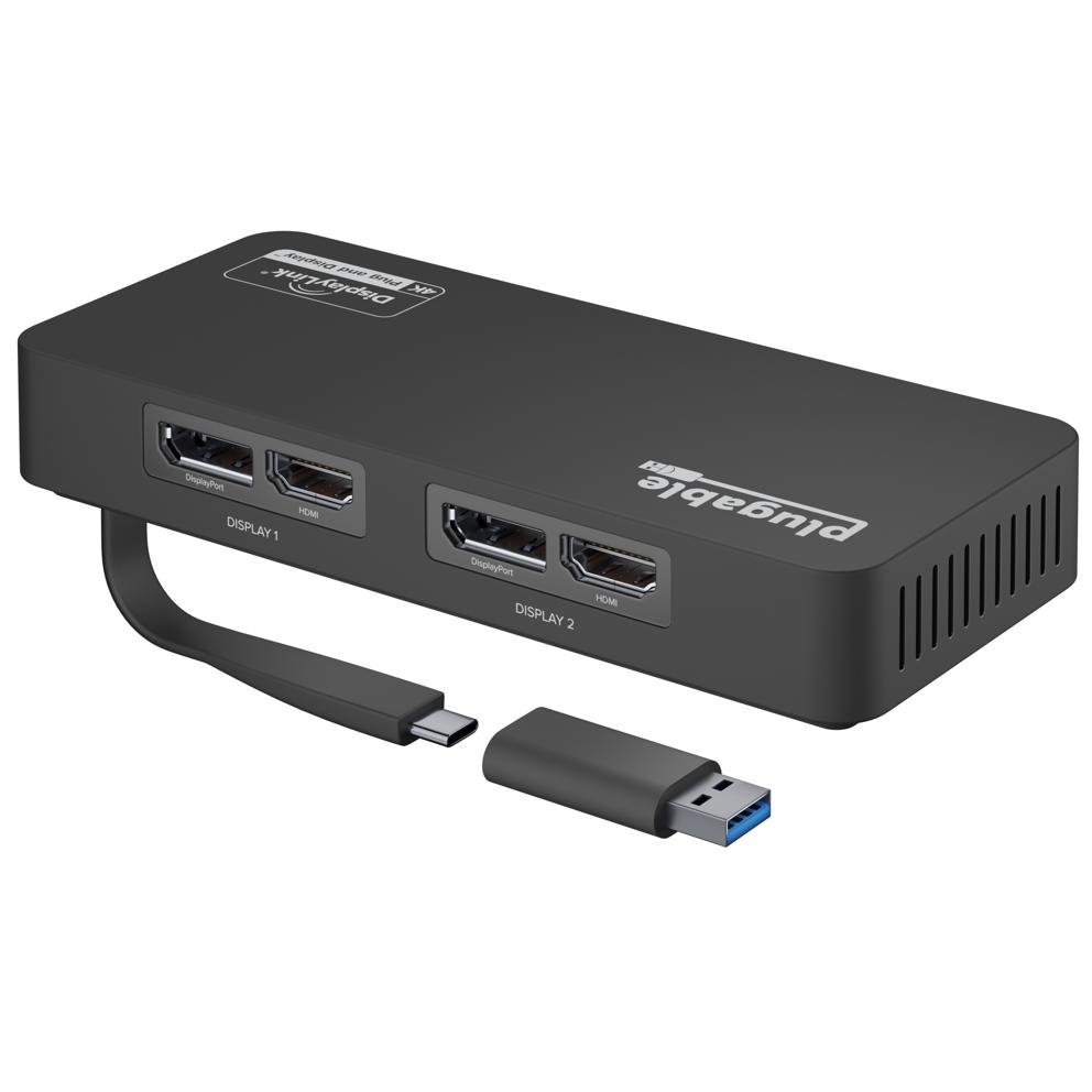 Plugable Technologies 4K DisplayPort and HDMI Dual Monitor Adapter for USB 3.0 USB-C, Compatible USBC-6950U