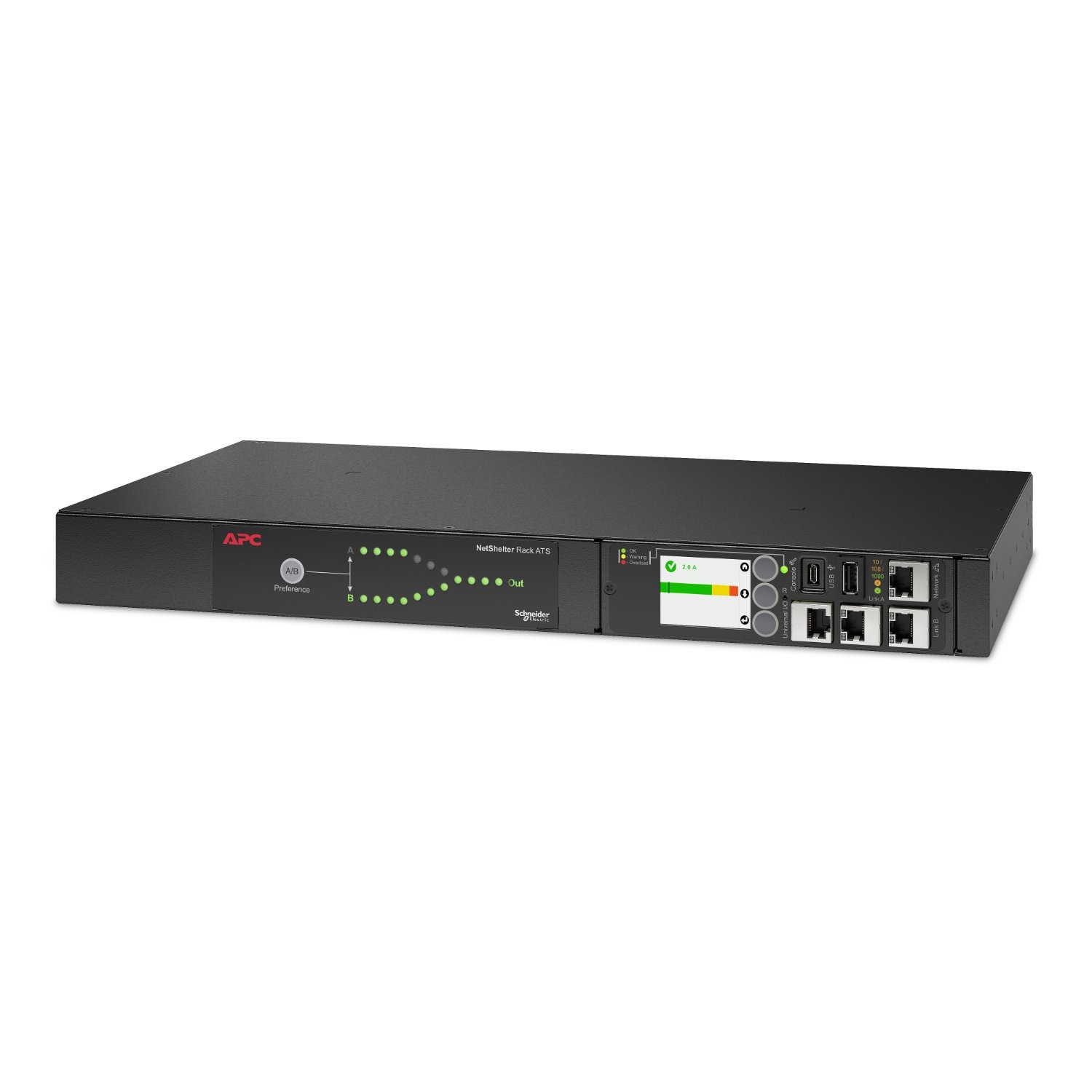 APC by Schneider Electric Automatic Transfer Switch AP4423A - (8x) C13 + (1x) C19, 3680W, Rack