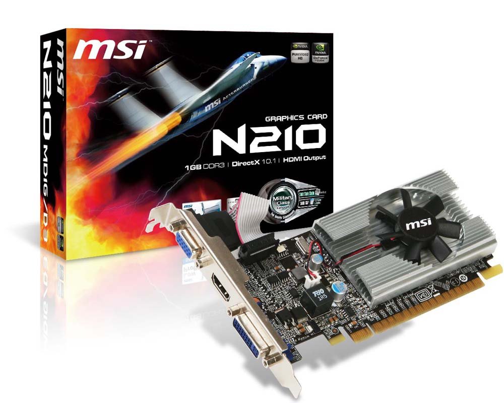 MSI SOURCING N210-MD1G/D3 graphics card GeForce 210 1 GB GDDR3