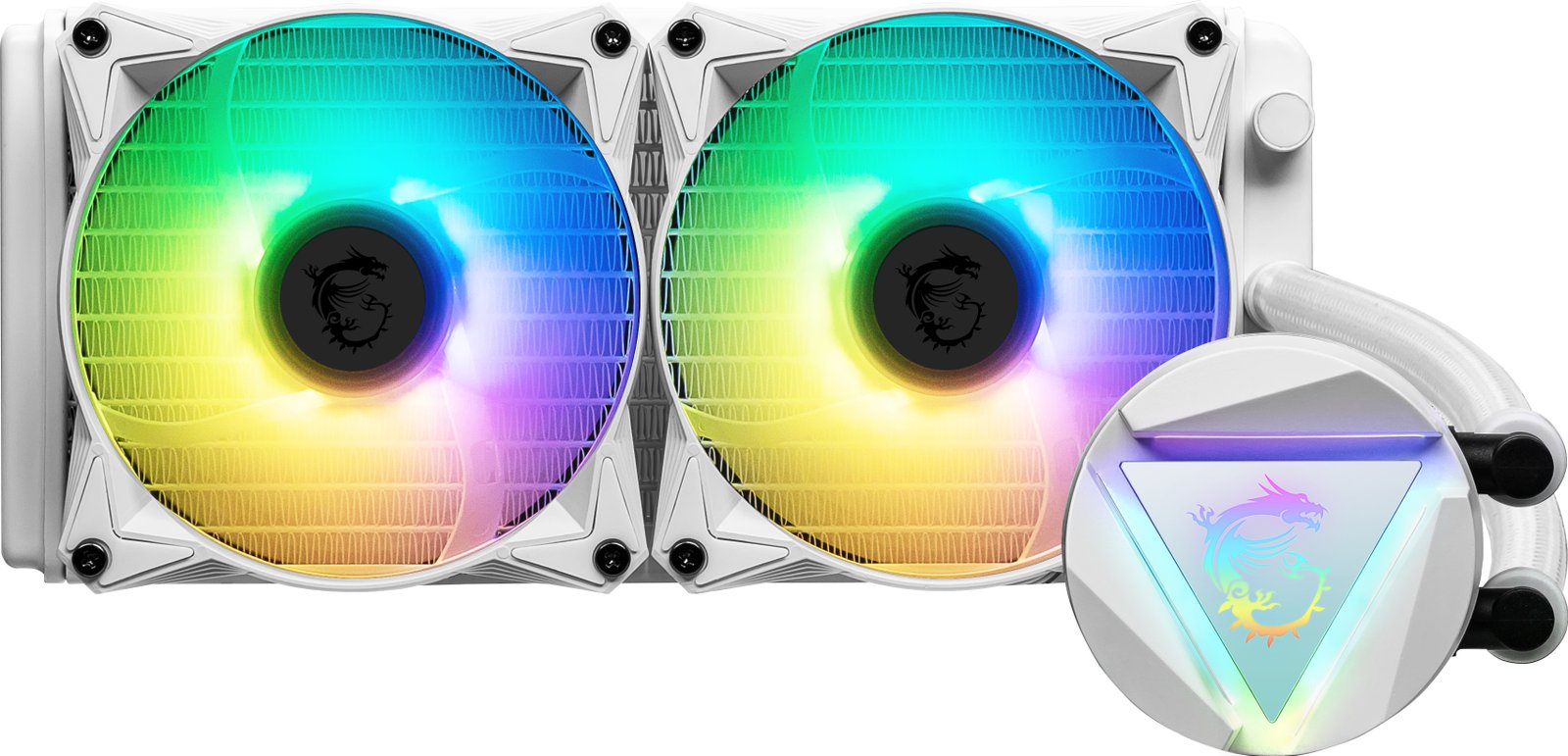 MSI MAG CORELIQUID 240R V2 WHITE Liquid CPU Cooler '240mm Radiator, 2x 120mm ARGB PWM Fan, CL240RV2WT