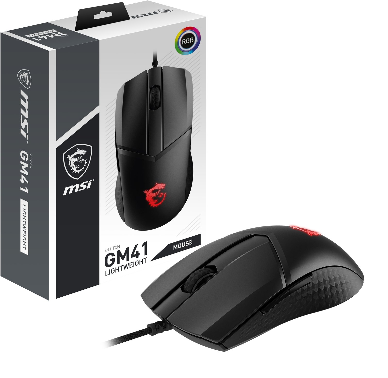 MSI CLUTCH GM41 LIGHTWEIGHT RGB FPS Gaming Mouse 'upto 16000 DPI Fast Optical Sensor, 65g weight, CLUTCHGM41LW