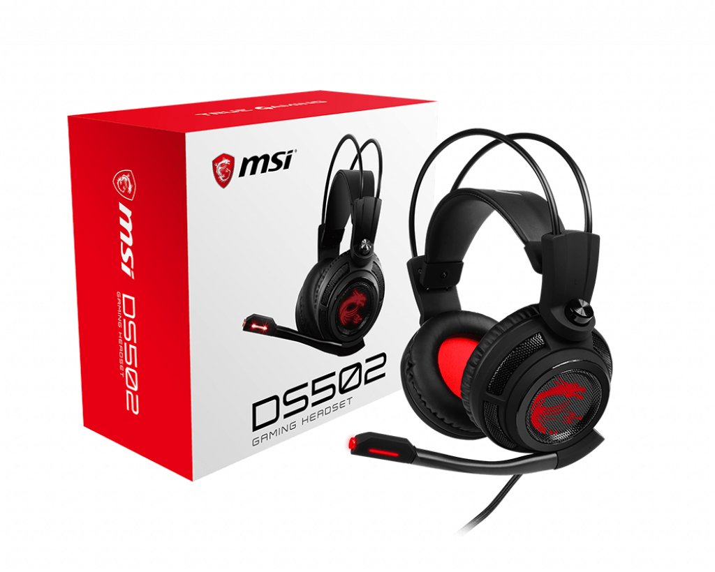 MSI DS502 7.1 Virtual Surround Sound Gaming Headset 'Black with Ambient Dragon Logo, Wired USB DS502 GAMING HEADSET