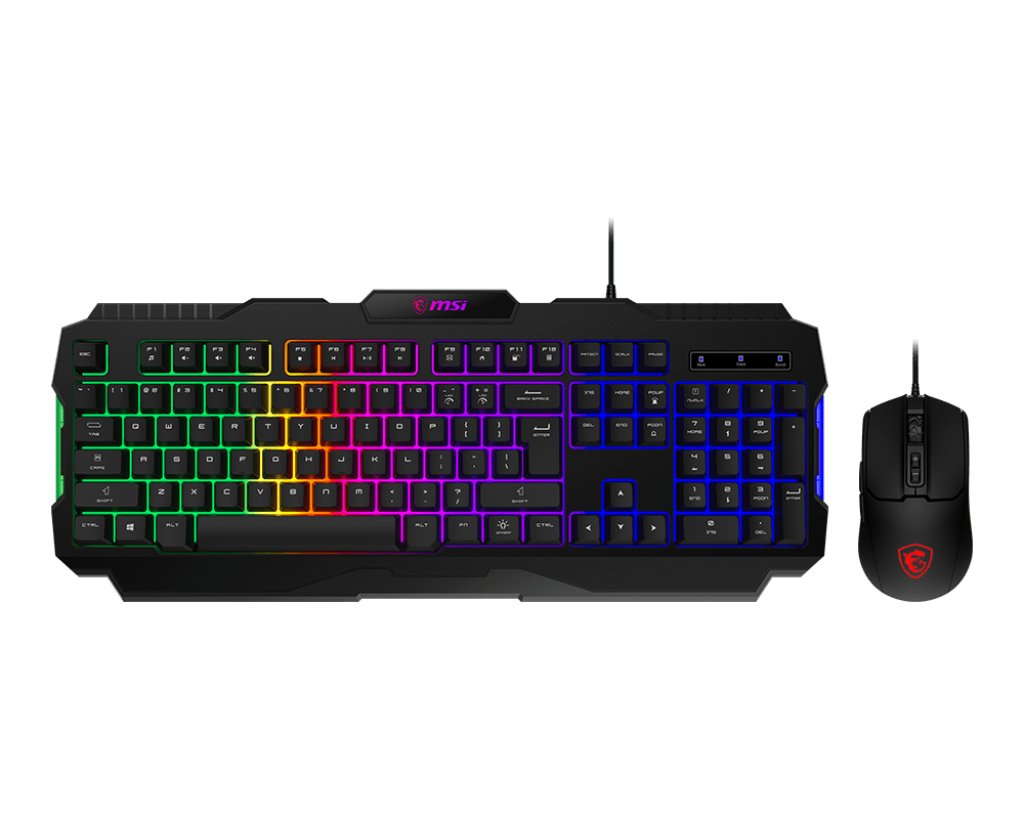 MSI FORGE GK100 COMBO keyboard Mouse included Gaming USB QWERTY US English Black FORGEGK100C
