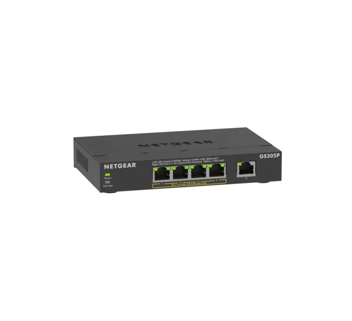 NETGEAR GS305P Unmanaged Gigabit Ethernet (10/100/1000) Power over (PoE) Desktop/Wall-Mounting GS305P-300NAS