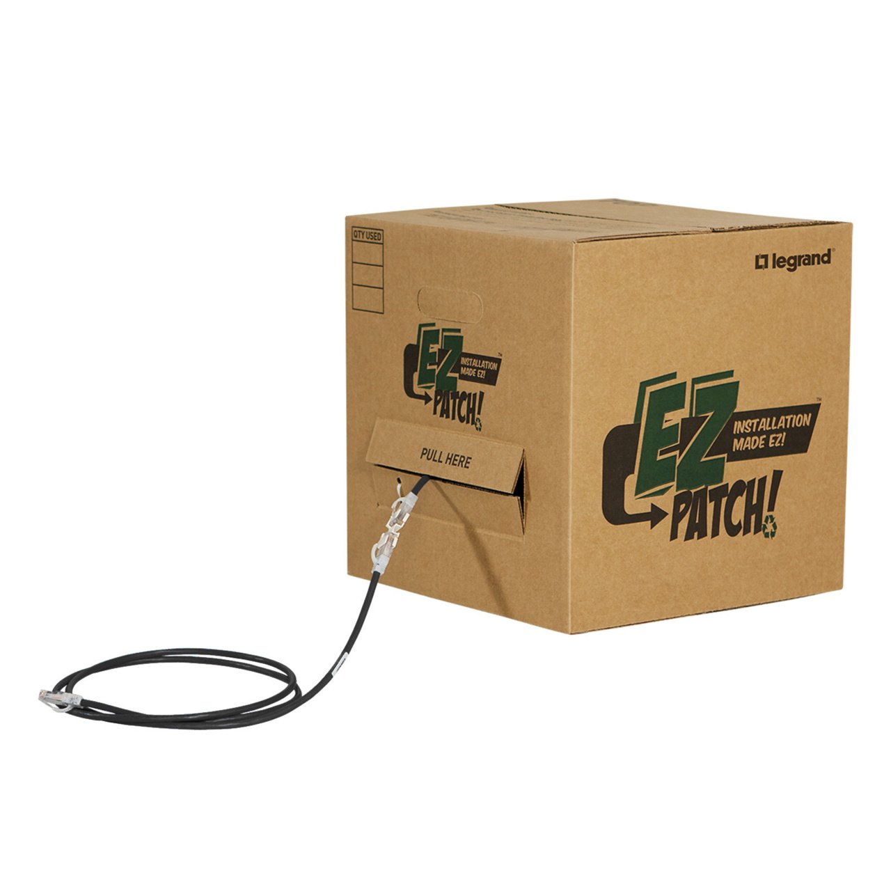 Legrand EZ Patch Box, CAT6 1ft, Black, Qty 100 EZC601Q100-00