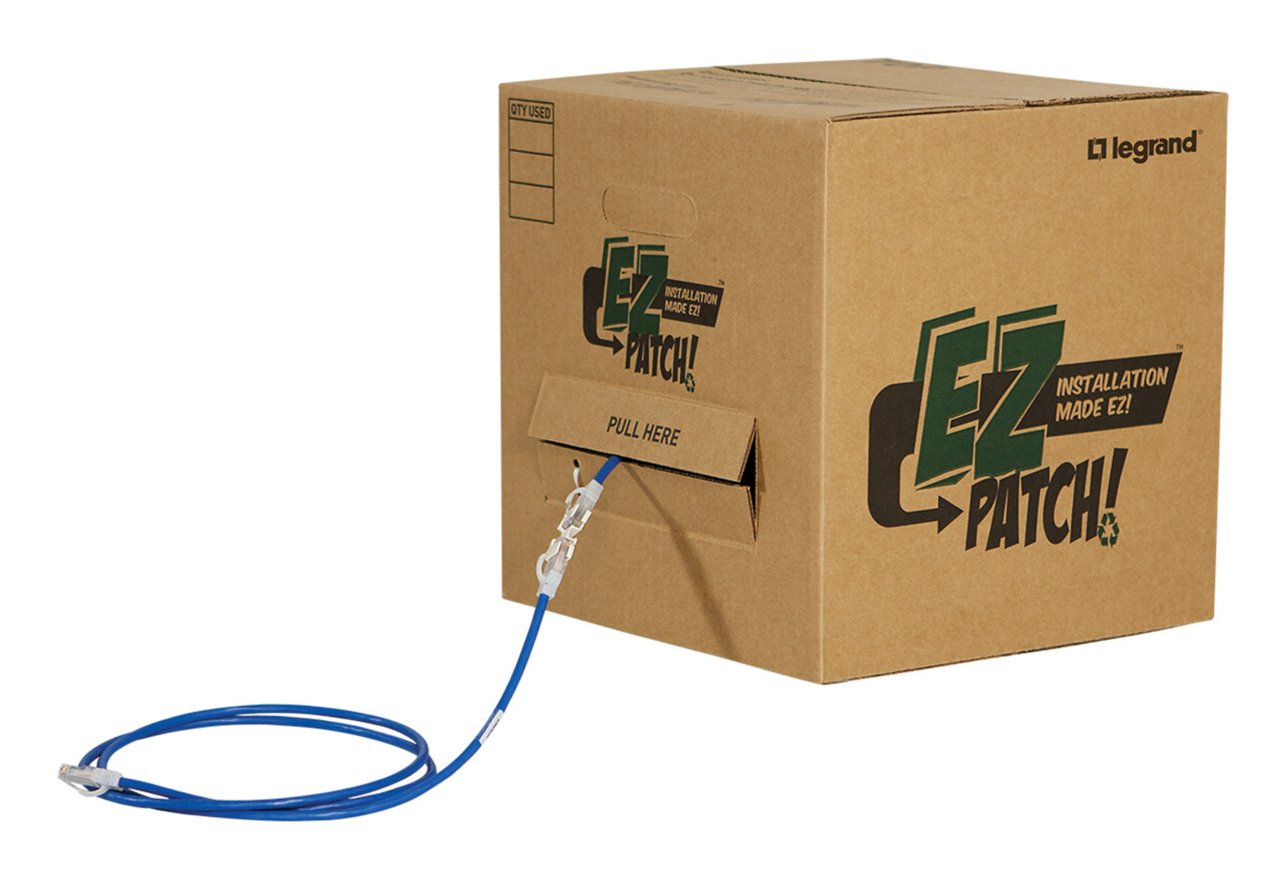 Legrand EZ Patch Box, CAT5E 7ft, Blue, Qty 50 EZC5E07Q50-06