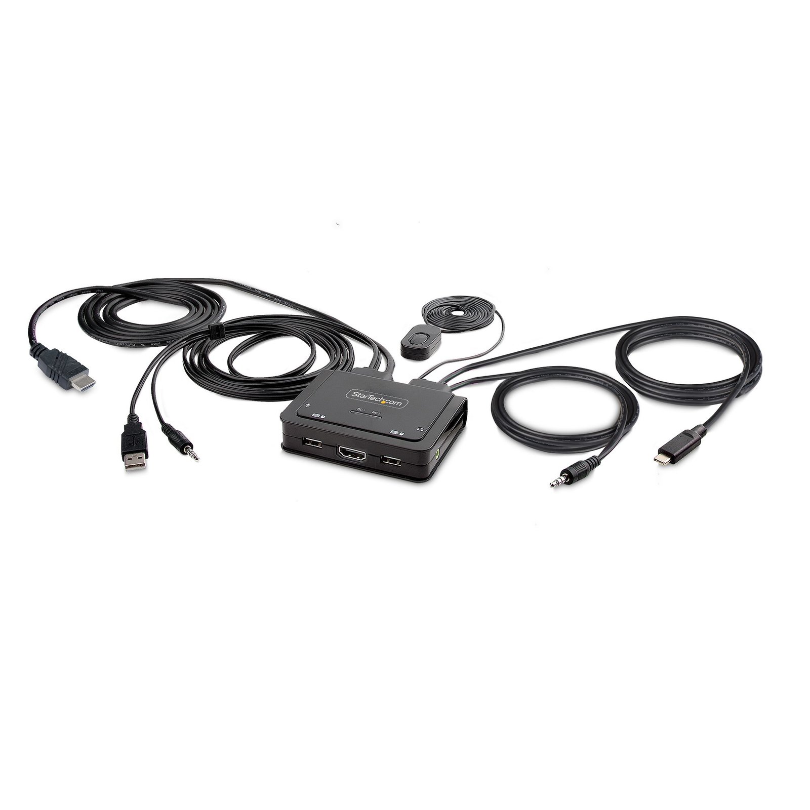 StarTech.com 2-Port Hybrid USB-C HDMI Cable KVM Switch, 4K 60Hz, Compact with 6ft/1.8m C2-H46-UAC-CBL-KVM