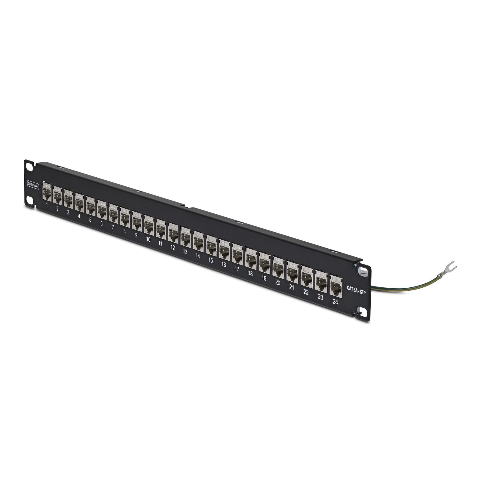 StarTech.com 24 Port 1U Feed Through Patch Panel with Cable Management Bar, Rackmount Shielded C6APANELSTP241UFT