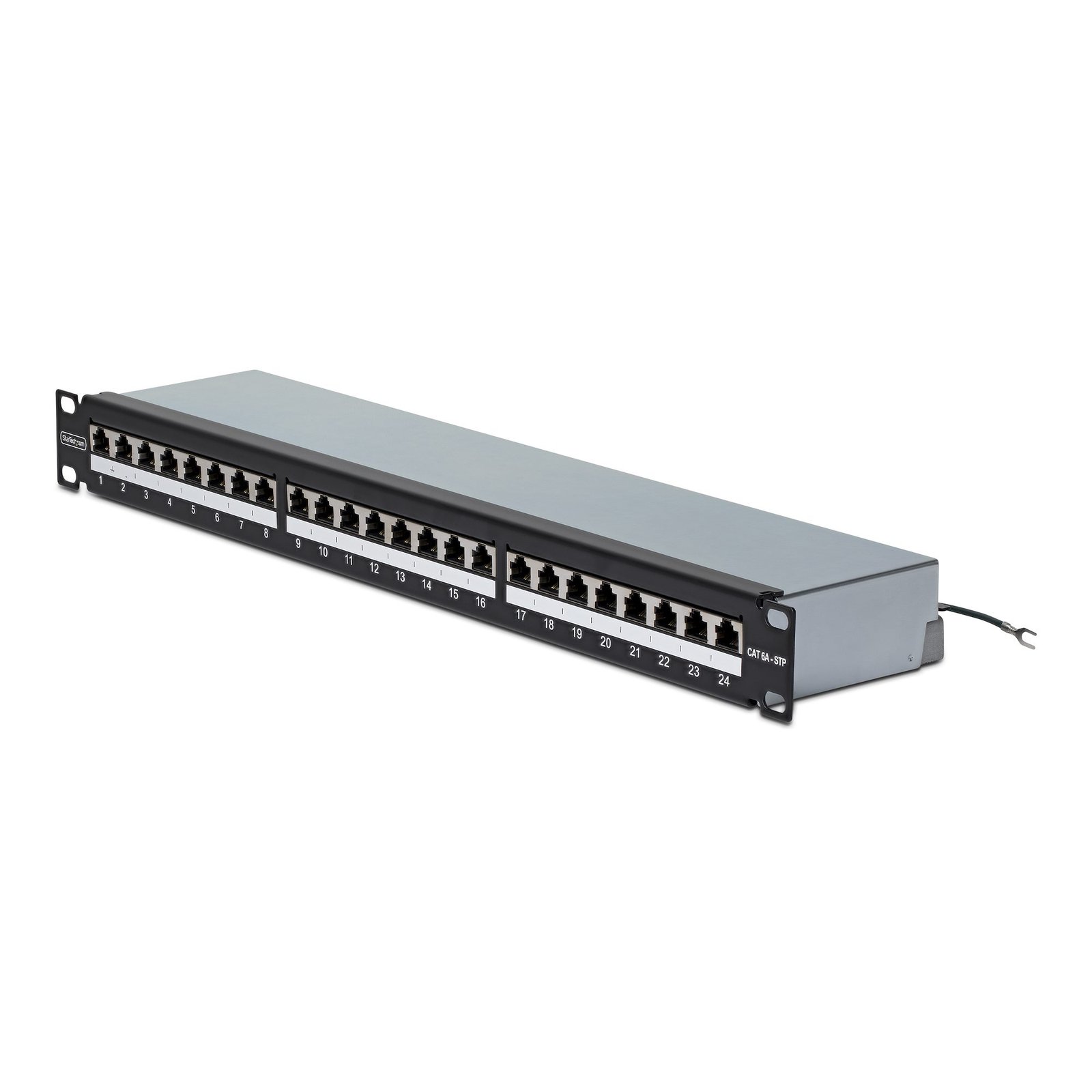 StarTech.com 24 Port 1U Shielded Cat6A Patch Panel, 110 Punch Down, Rackmount RJ45 STP Ethernet C6APANELSTP241UPD