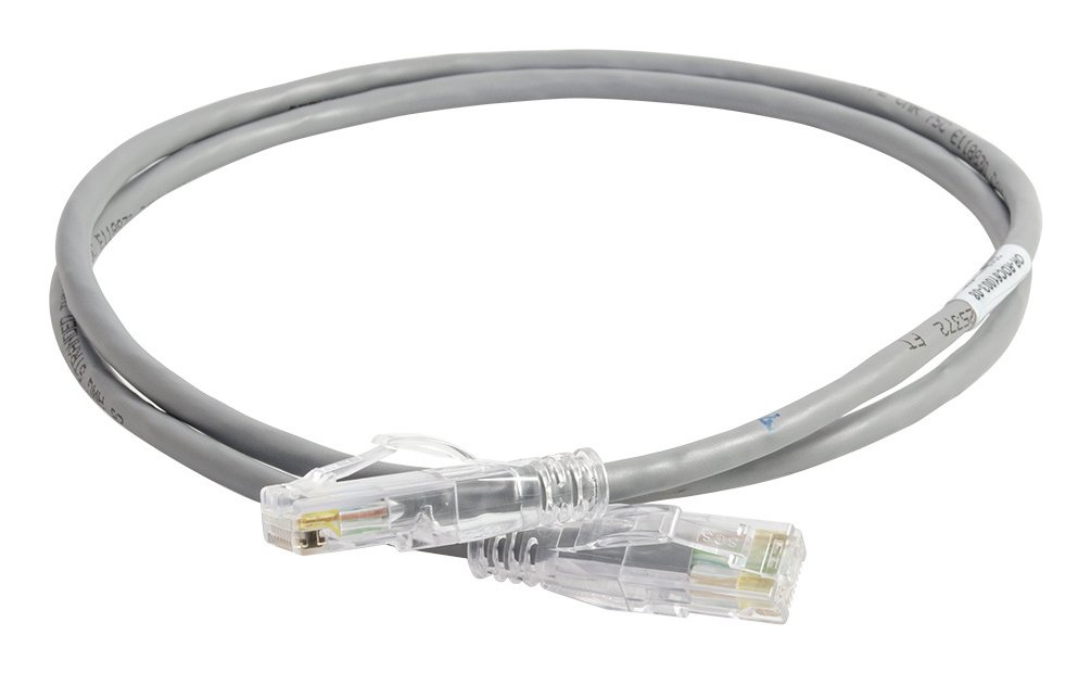 Legrand 28AWG Reduced diameter C6A/10G channel cord Gray 1FT RDC61001-08