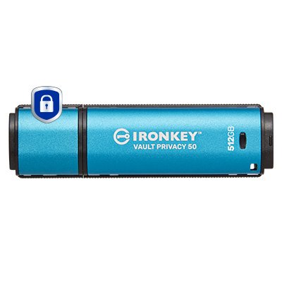 Kingston Technology IronKey 512GB Vault Privacy 50 AES-256 Encrypted, FIPS 197 IKVP50/512GB