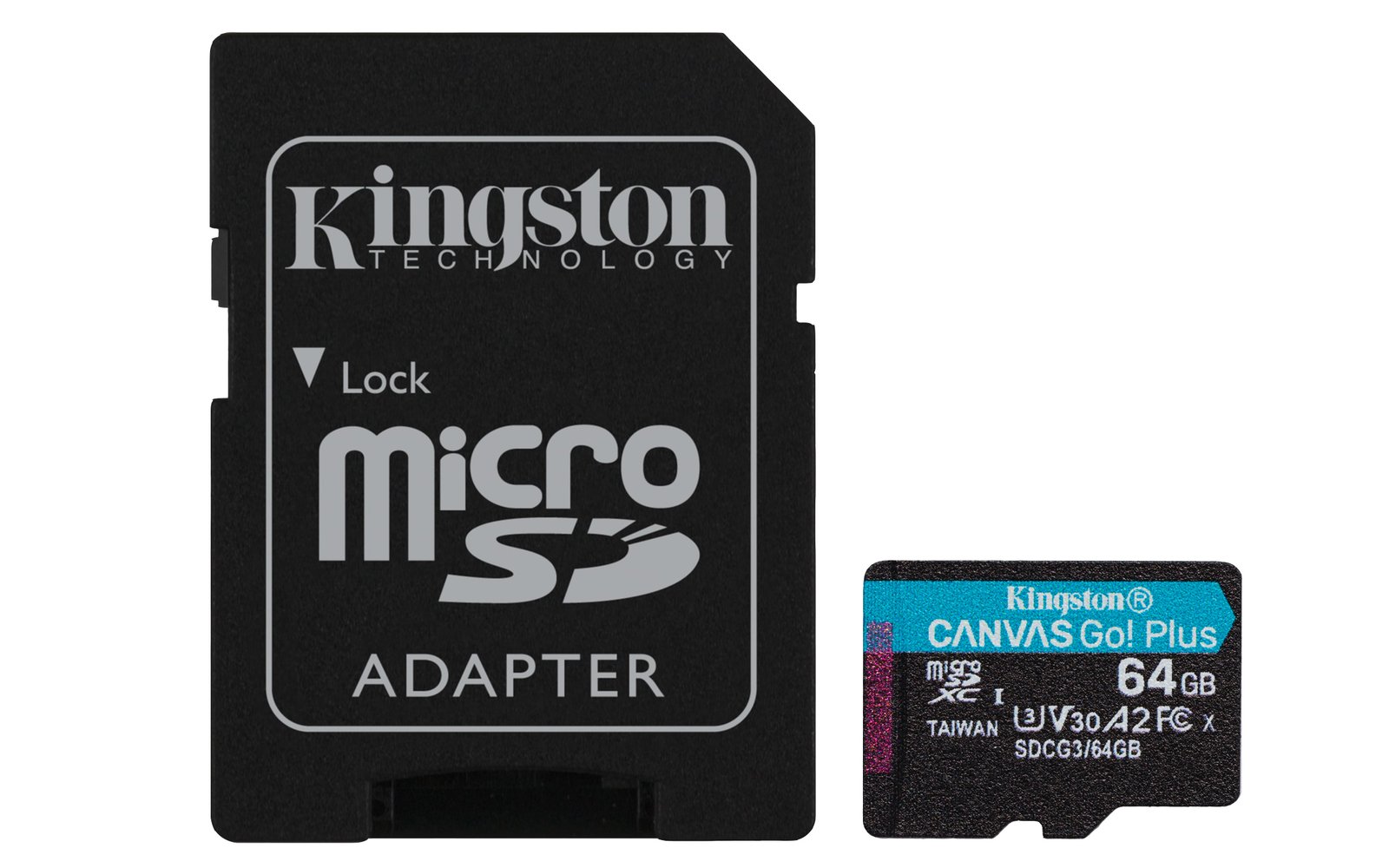 Kingston Technology Canvas Go! Plus 64GB microSDXC 170R A2 U3 V30 Card + ADP SDCG3/64GB