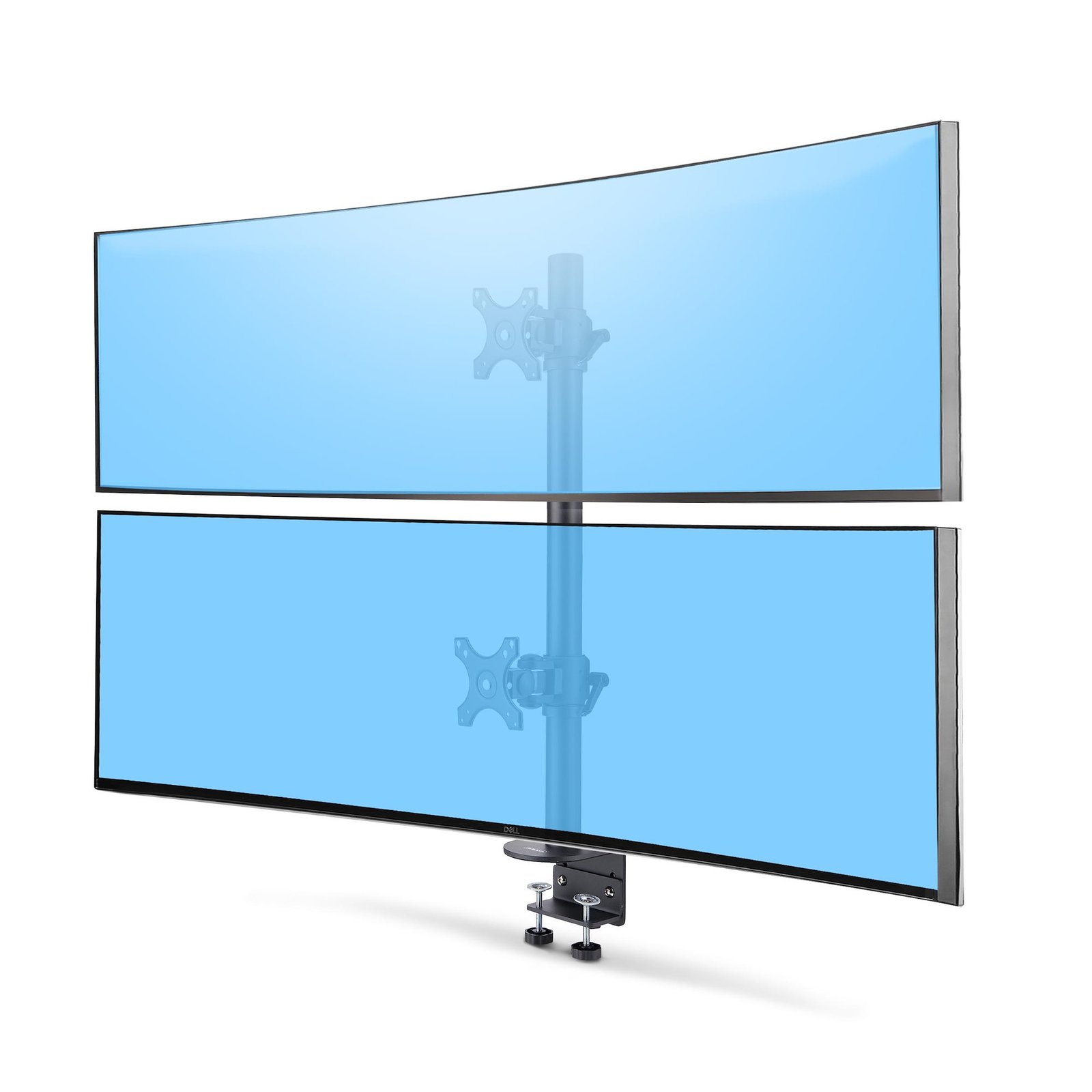 StarTech.com Desk Mount For 2x Vertically Stacked Monitors, Dual 49", Total 70lb (32kg), C-Clamp, H2MPV-MONITOR-MOUNT