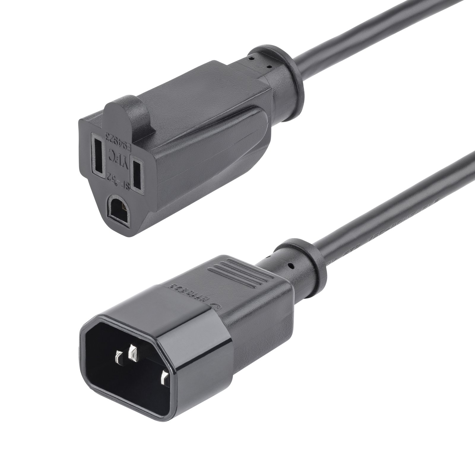 StarTech.com 1ft (30cm) Power Extension Cord, IEC 60320 C14 to NEMA 5-15R, 10A 125V, 18AWG, 10 PAC10010PK