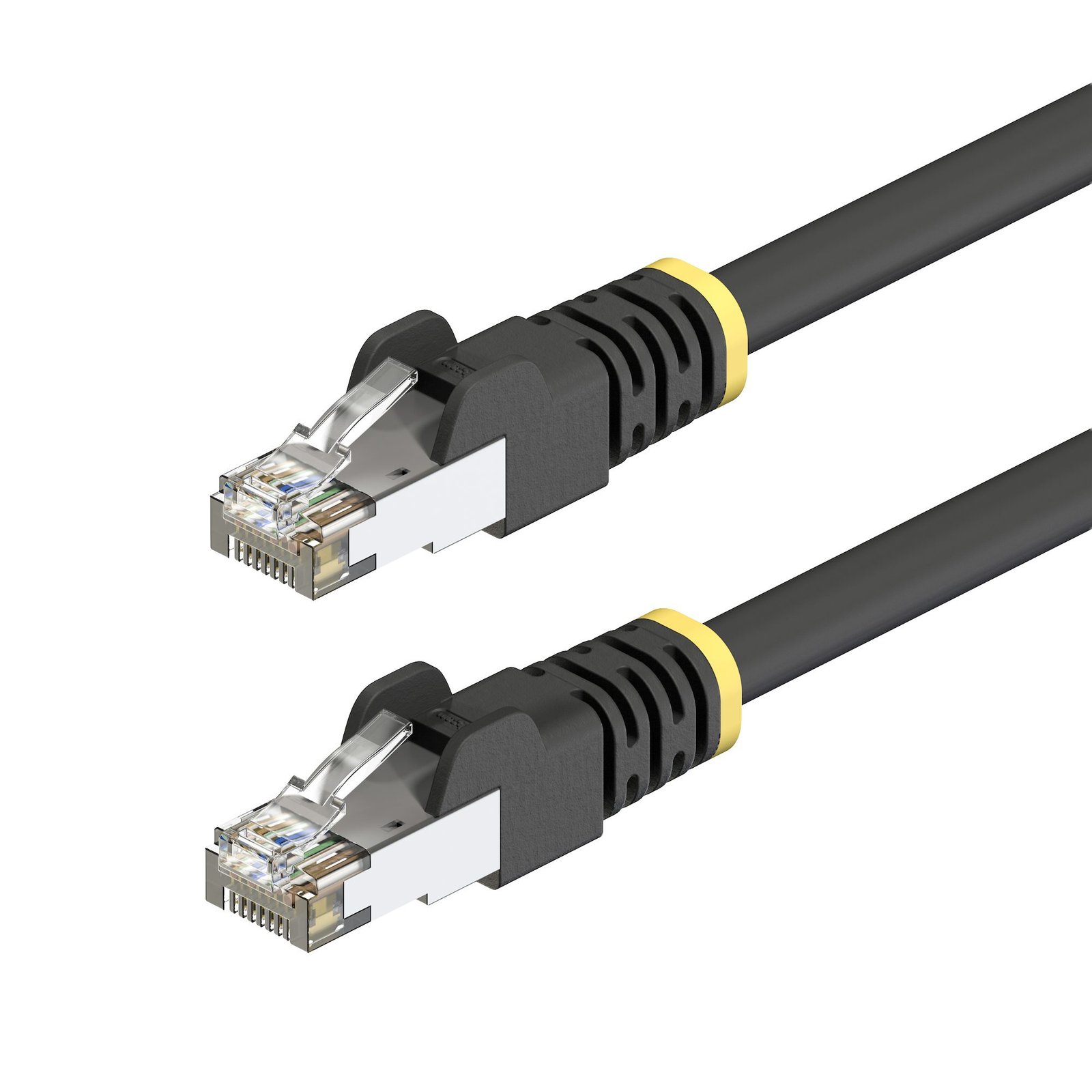 StarTech.com 25ft Black Cat6A Outdoor Ethernet Cable, Snagless RJ45, S/FTP, 23AWG Pure Bare Copper, C6APATCHUV25FTBK