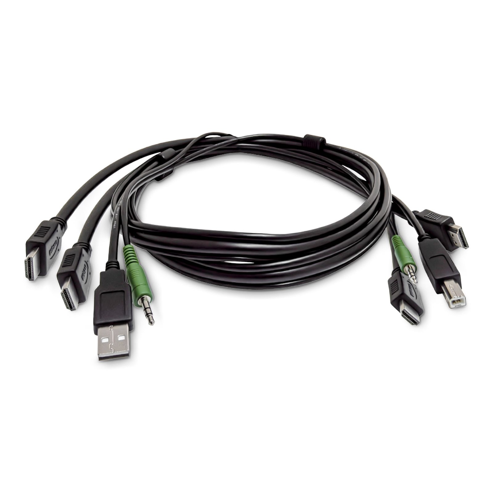 StarTech.com 10ft (3m) Dual-HDMI KVM Cable, USB 2.0, 3.5mm Audio, Universally Compatible Combo for SK2HDMMKVM10-TAA