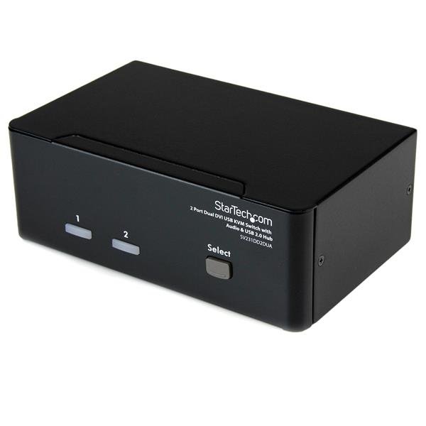 StarTech.com 2 Port Dual DVI USB KVM Switch with Audio & 2.0 Hub - TAA SV231DD2DUA
