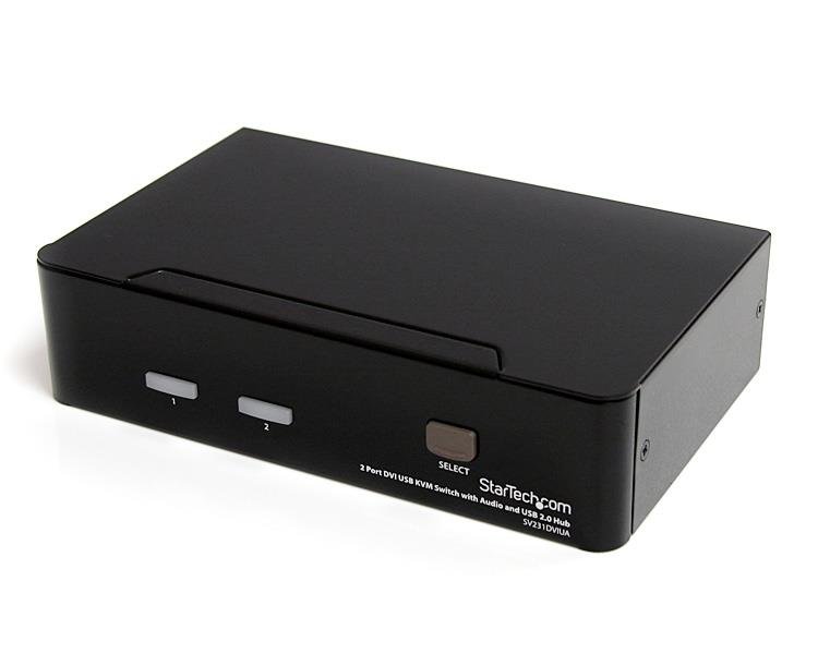 StarTech.com 2 Port DVI USB KVM Switch with Audio and 2.0 Hub - TAA SV231DVIUA