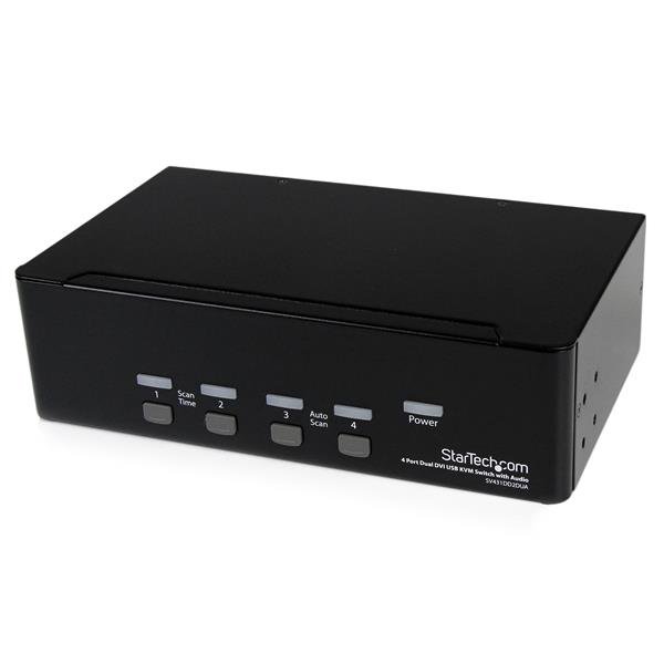 StarTech.com 4 Port Dual DVI USB KVM Switch with Audio & 2.0 Hub - TAA SV431DD2DUA