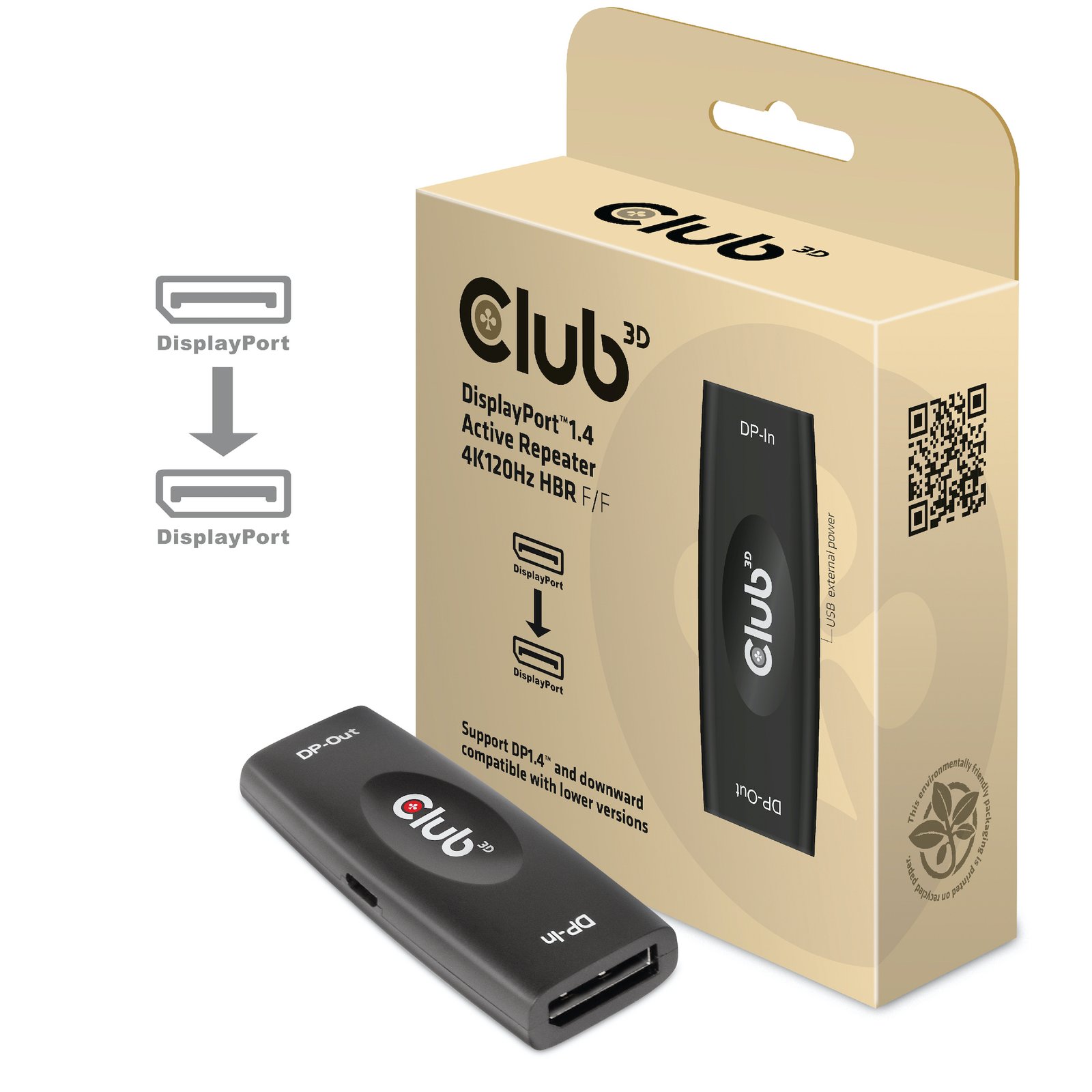 Club 3D CLUB3D DisplayPort 1.4 Active Repeater 4K120Hz HBR3 F/F CAC-1007