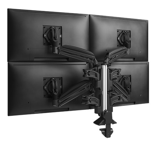 Chief KX Low-Profile Quad Monitor Arms, Column Desk Mount, Black KXC420B