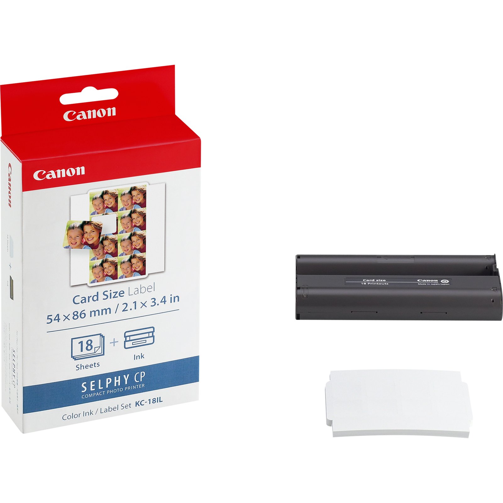 Canon KC-18IL Colour Ink + 54 x 86 mm Sticker Paper Set, 18 Sheets 7740A001