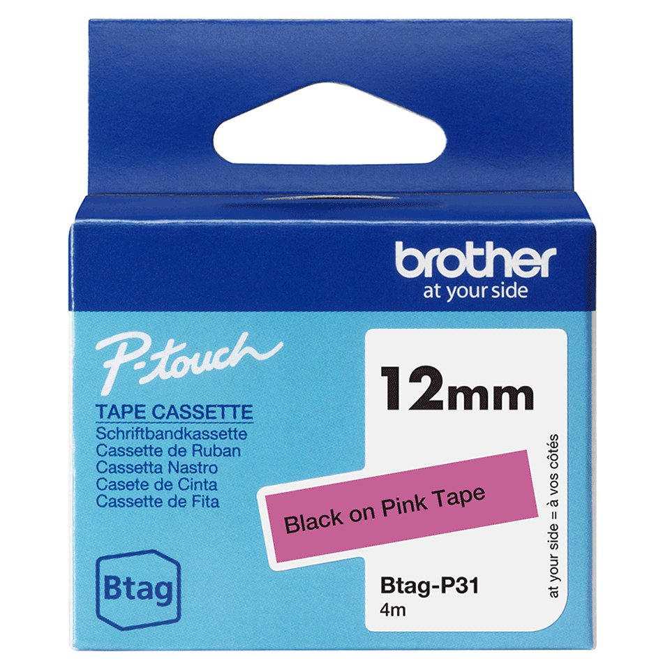 Brother BTAG-P31 label-making tape Black on pink BTAGP31