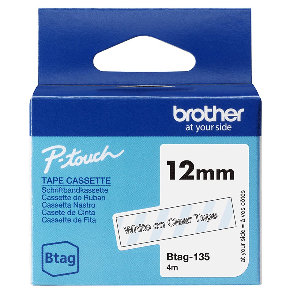 Brother BTAG-135 label-making tape White on transparent BTAG135