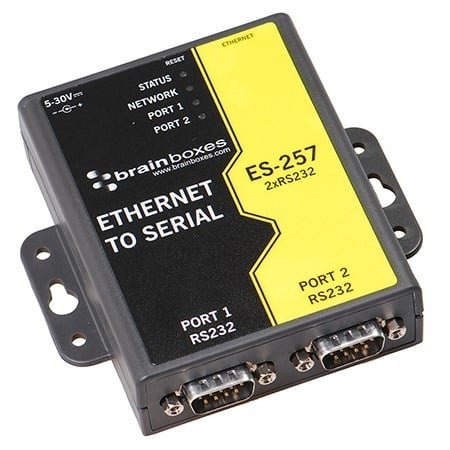 Brainboxes ES-257 2 Port RS232 Ethernet to Serial Adapter 100 Mbit/s