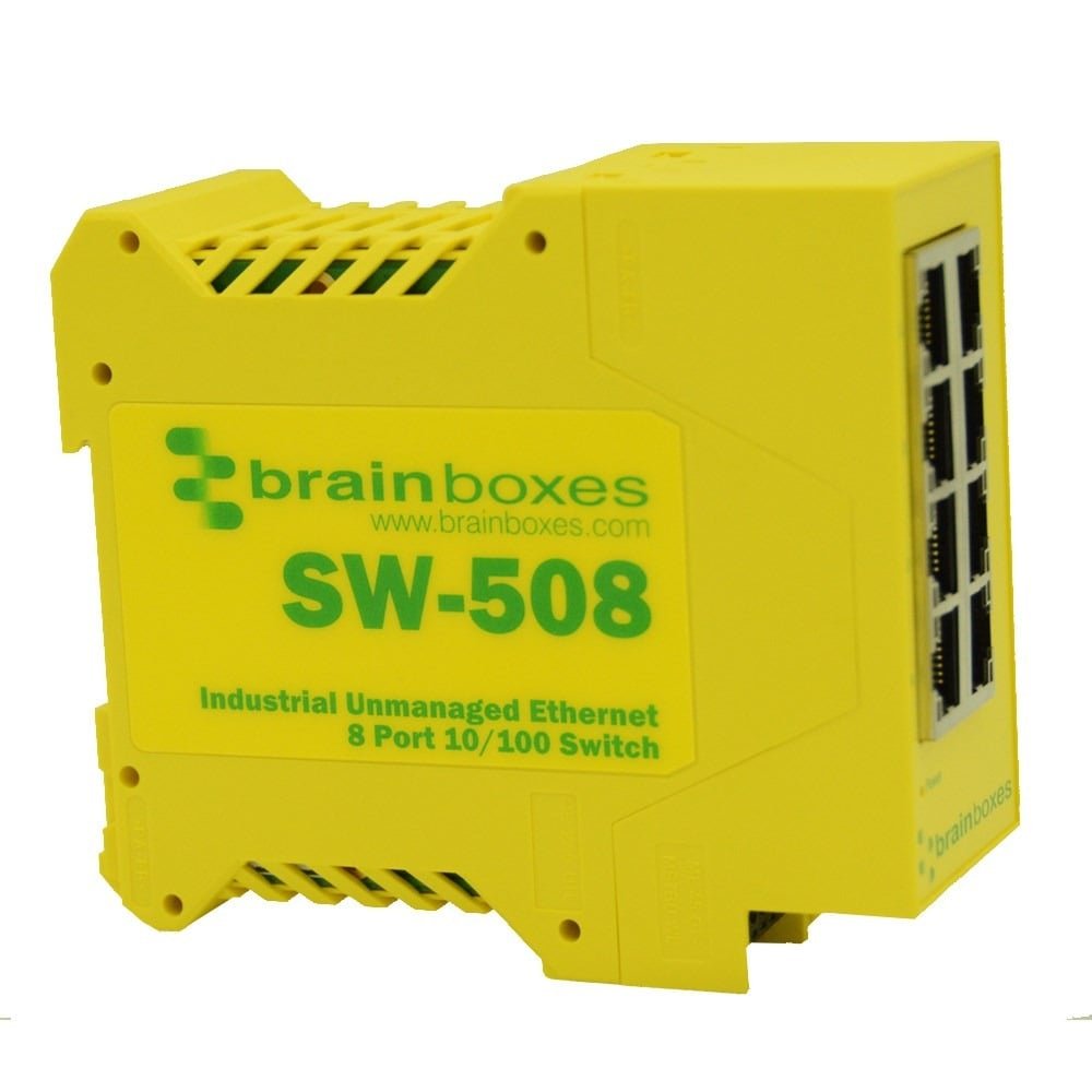 Brainboxes Industrial 8 Port 10/100 Ethernet Switch SW-508
