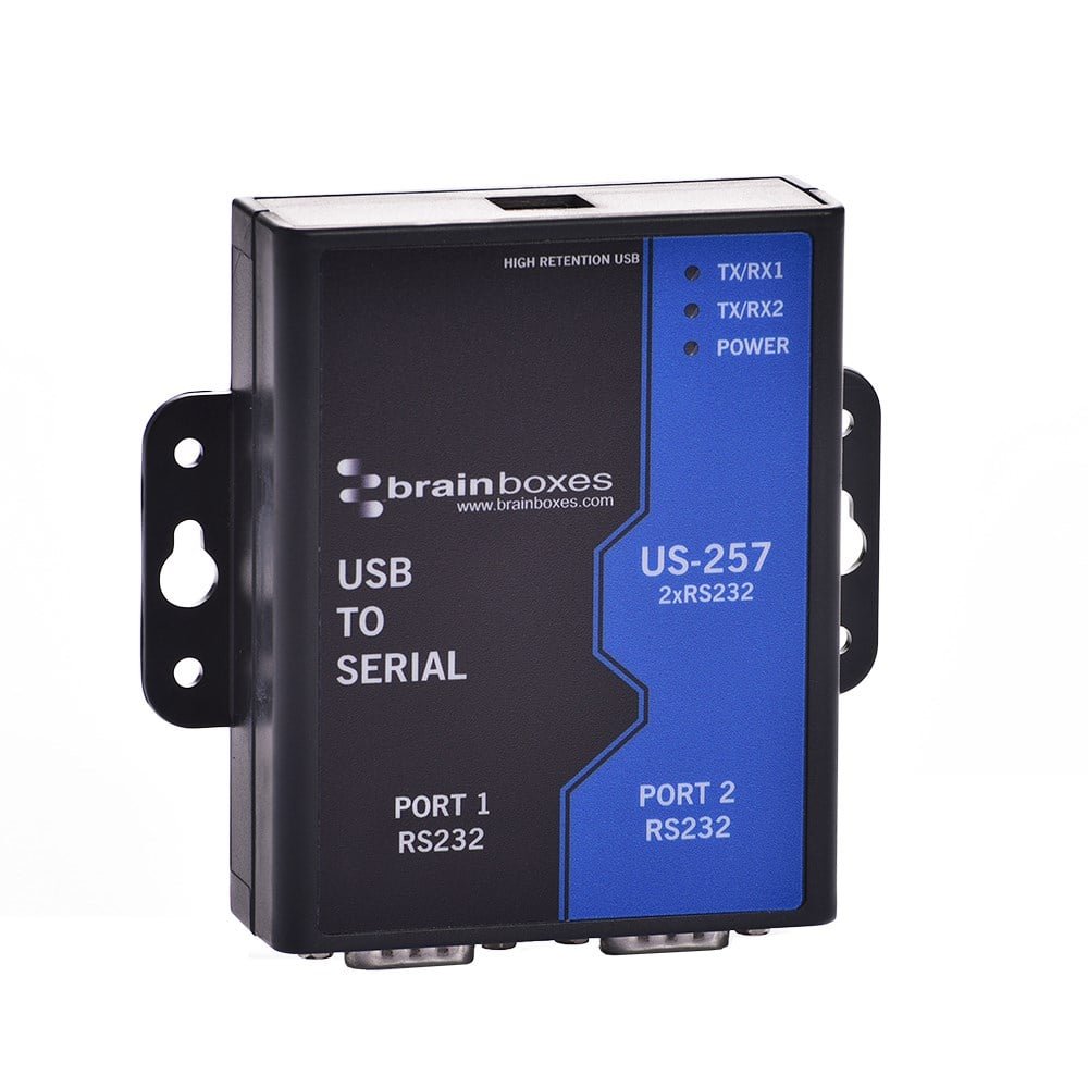 Brainboxes 2 Port RS232 USB to Serial Adapter US-257