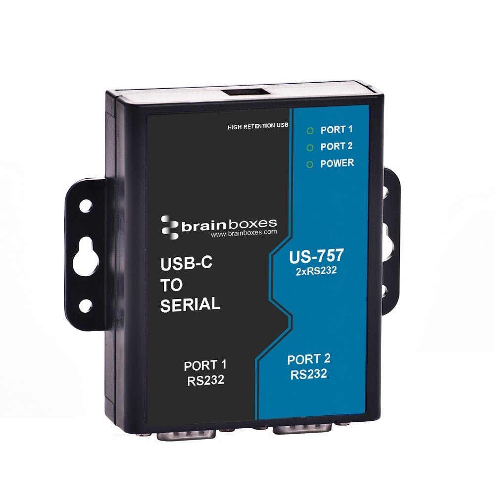 Brainboxes USB-C to 2 Port RS232 Serial Server Hub US-757