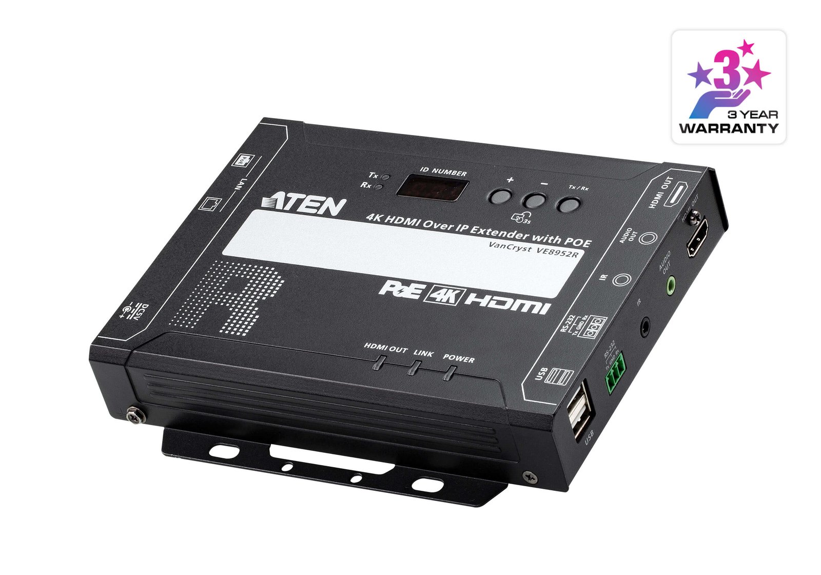 ATEN VE8952R AV extender receiver Black