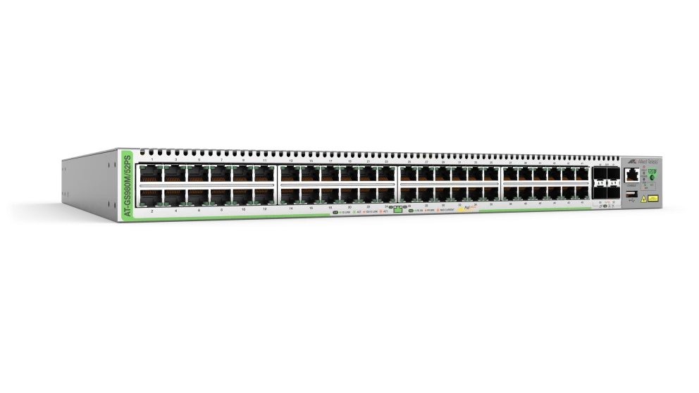 Allied Telesis GS980M Managed L3 Gigabit Ethernet (10/100/1000) Power over (PoE) 1U Grey AT-GS980M/52PS-10