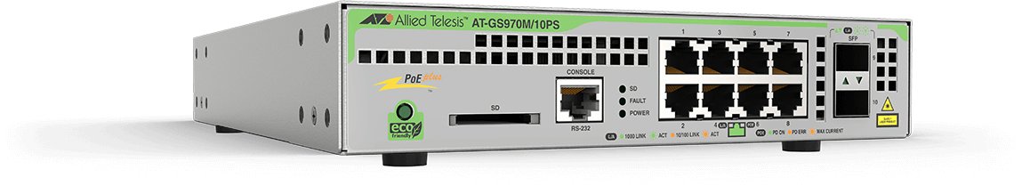 Allied Telesis GS970M/10PS Managed L3 Gigabit Ethernet (10/100/1000) Power over (PoE) Grey AT-GS970M/10PS-R-10