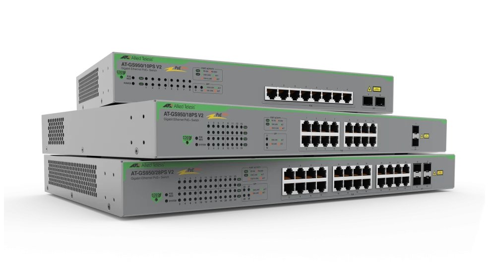 Allied Telesis GS950/10PS-V2 Managed Gigabit Ethernet (10/100/1000) Power over (PoE) Silver AT-GS950/10PS V2-10
