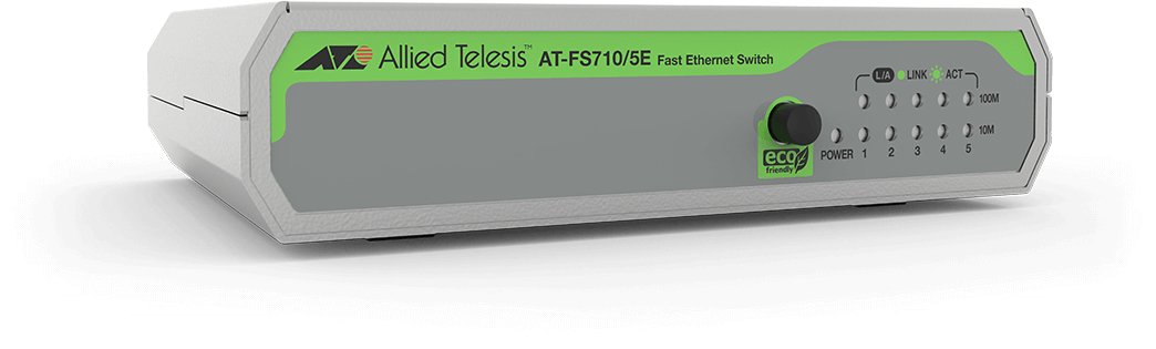 Allied Telesis FS710/5E Unmanaged Fast Ethernet (10/100) Green, Grey AT-FS710/5E-60