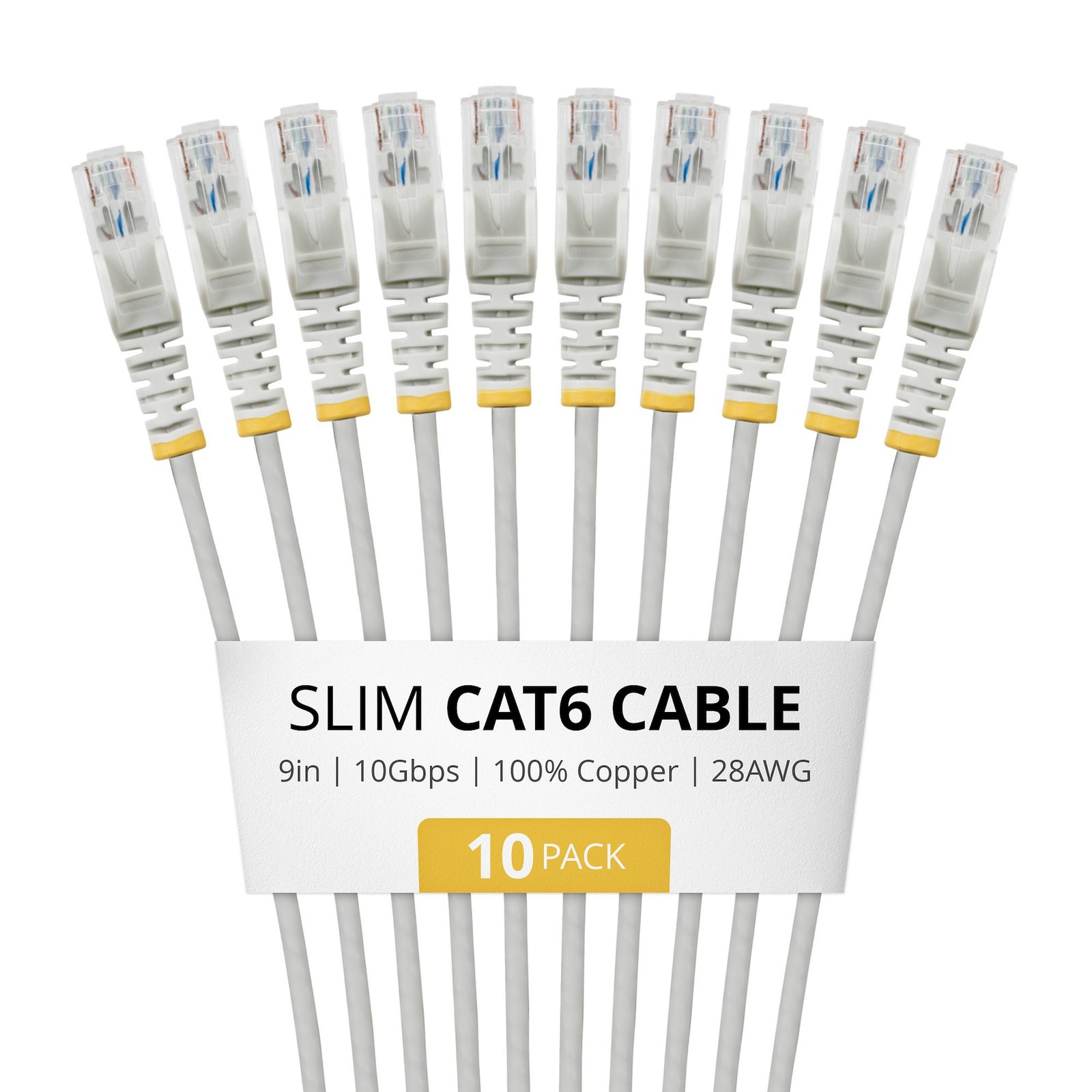 Startech StarTech.com 9in Gray Slim CAT6 Cable, 10 Pack, Snagless, 100W PoE, UTP, LSZH, 28AWG Pure N6PAT9INGRS10PK